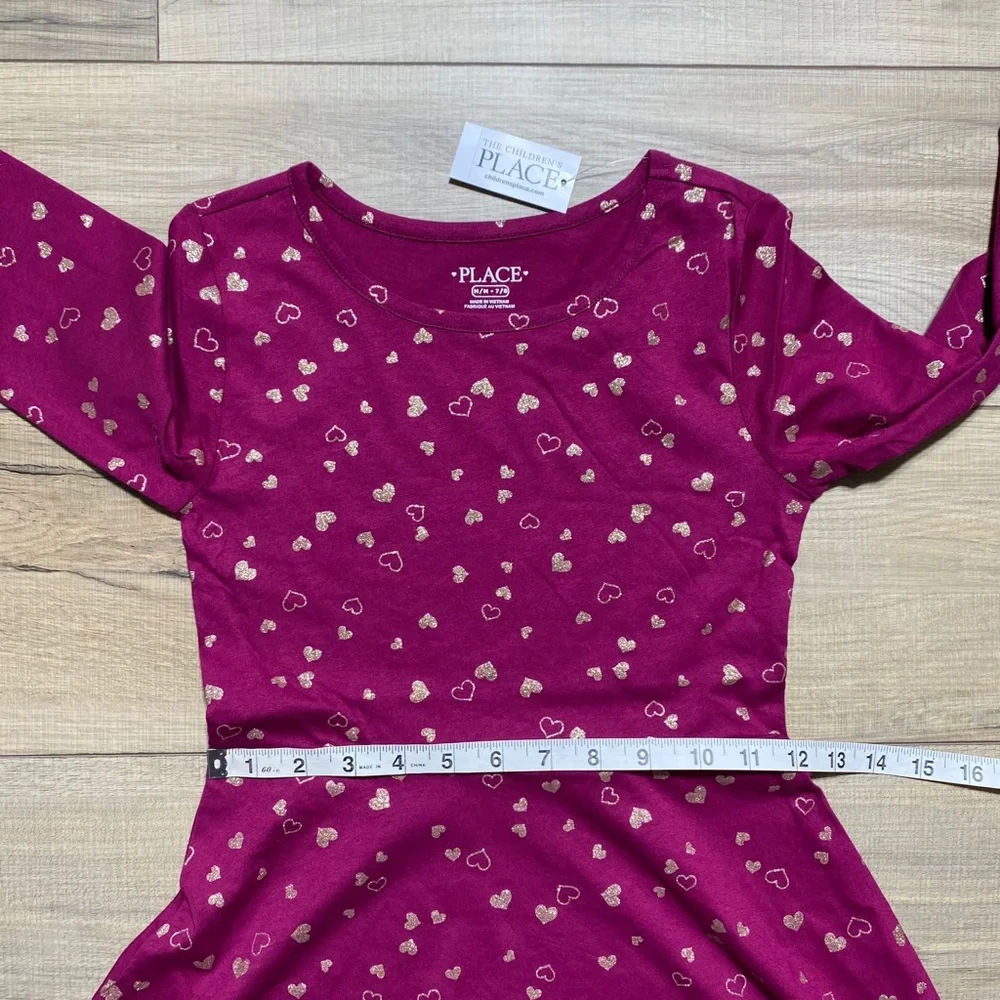 The Children's Place Girls Long Sleeve‎ Heart Skater Everyday Dress Medium 7/8 - Picture 3 of 10